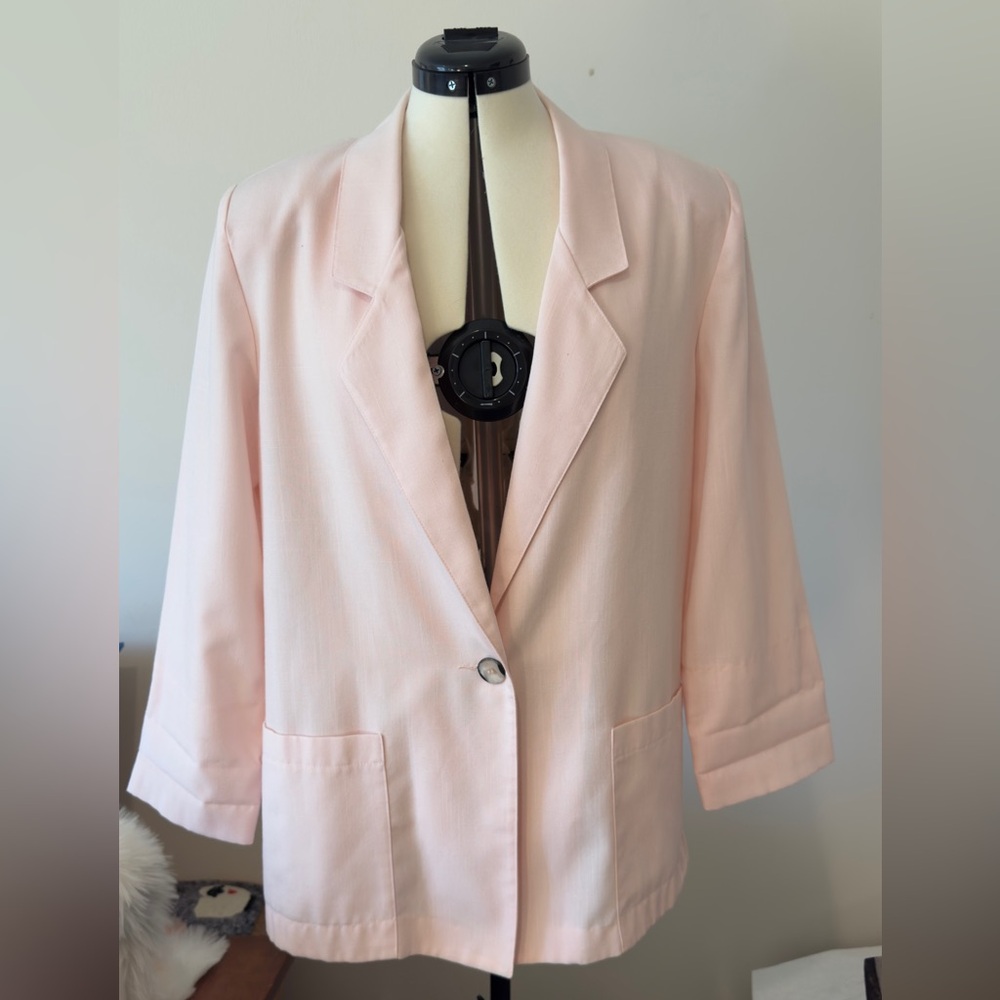 Vintage Blush Pink Sag Harbor Blazer Size 10 90s Minimalist Tailored Jacket